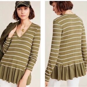 ANTHROPOLOGIE Eri + Ali Tallie Striped Peplum Top small